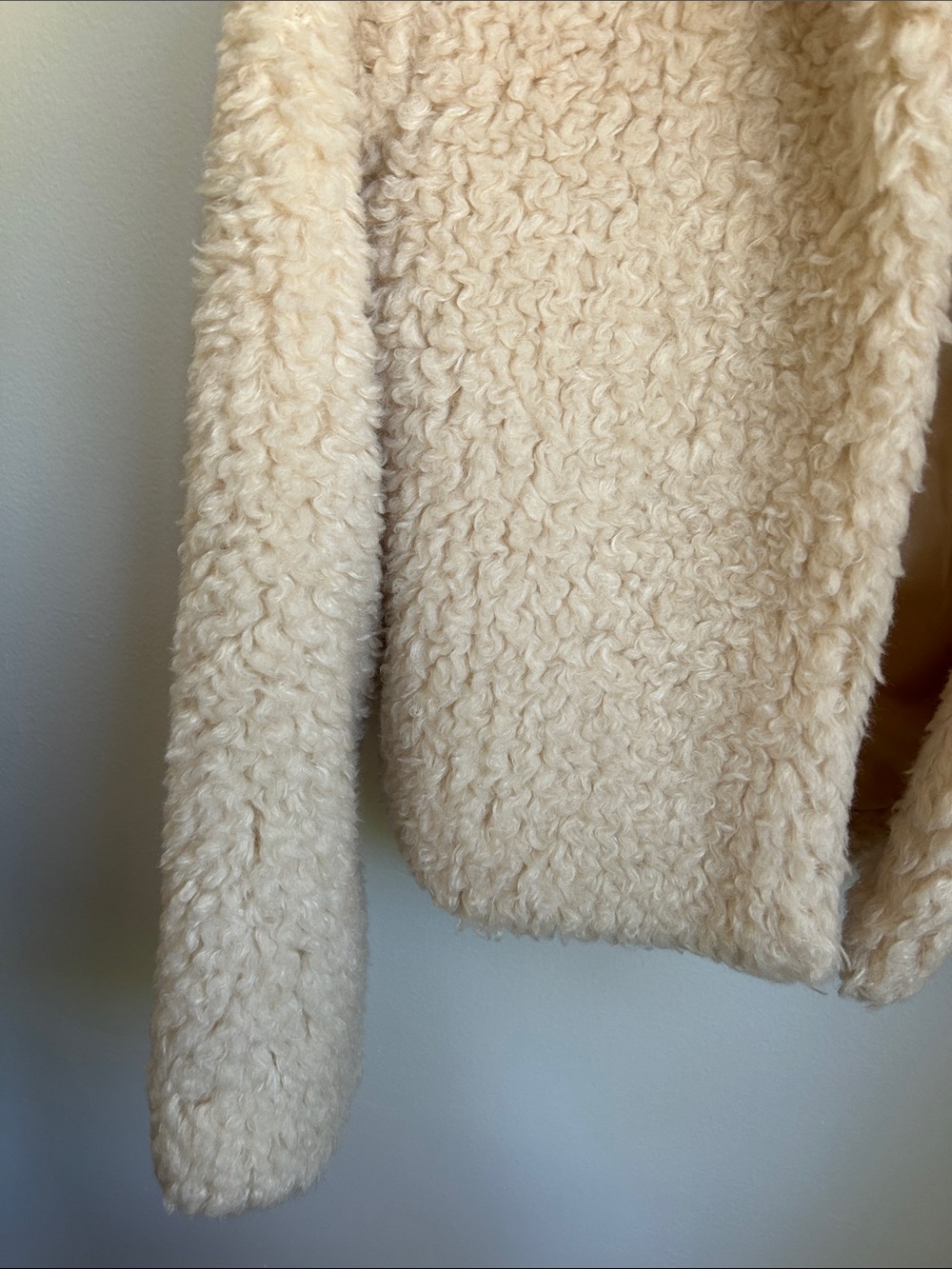 Lulus Cream Faux Shearling Teddy Jacket, Oversized Collar, Size S - Picture 3 of 16